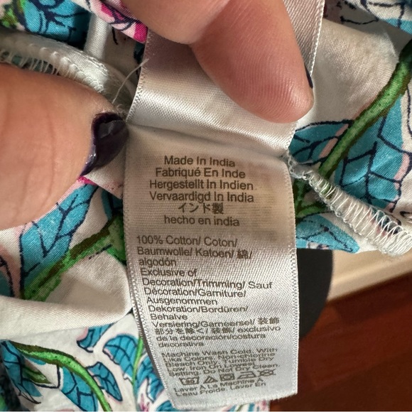 J. Crew Factory Blue White Pink Floral Smocked Top - Picture 10 of 11